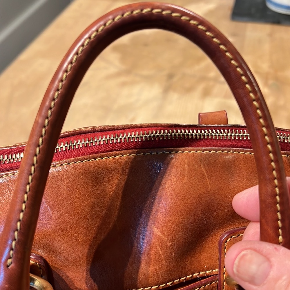Dooney & Bourke Brown Leather Satchel with Gold Hardware - Picture 12 of 12